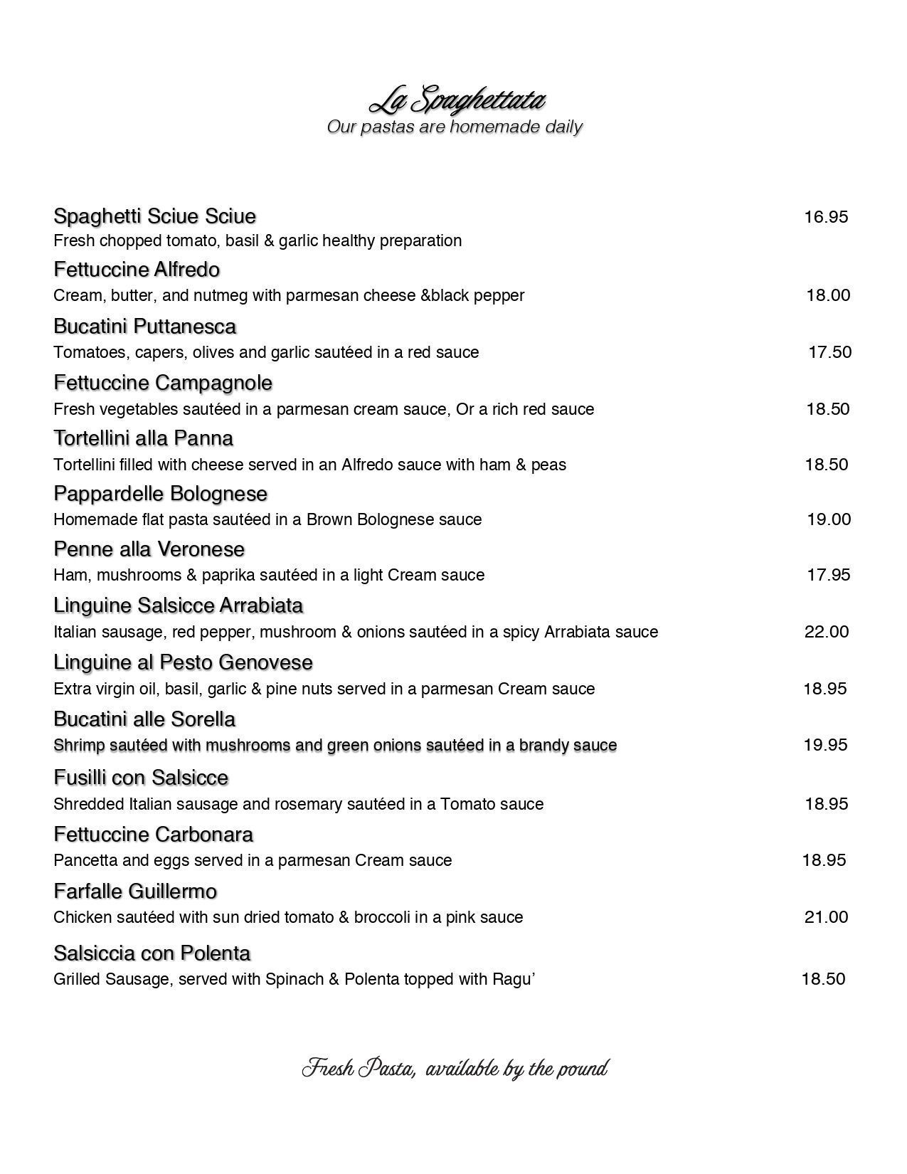 A menu for a restaurant with a lot of food on it.