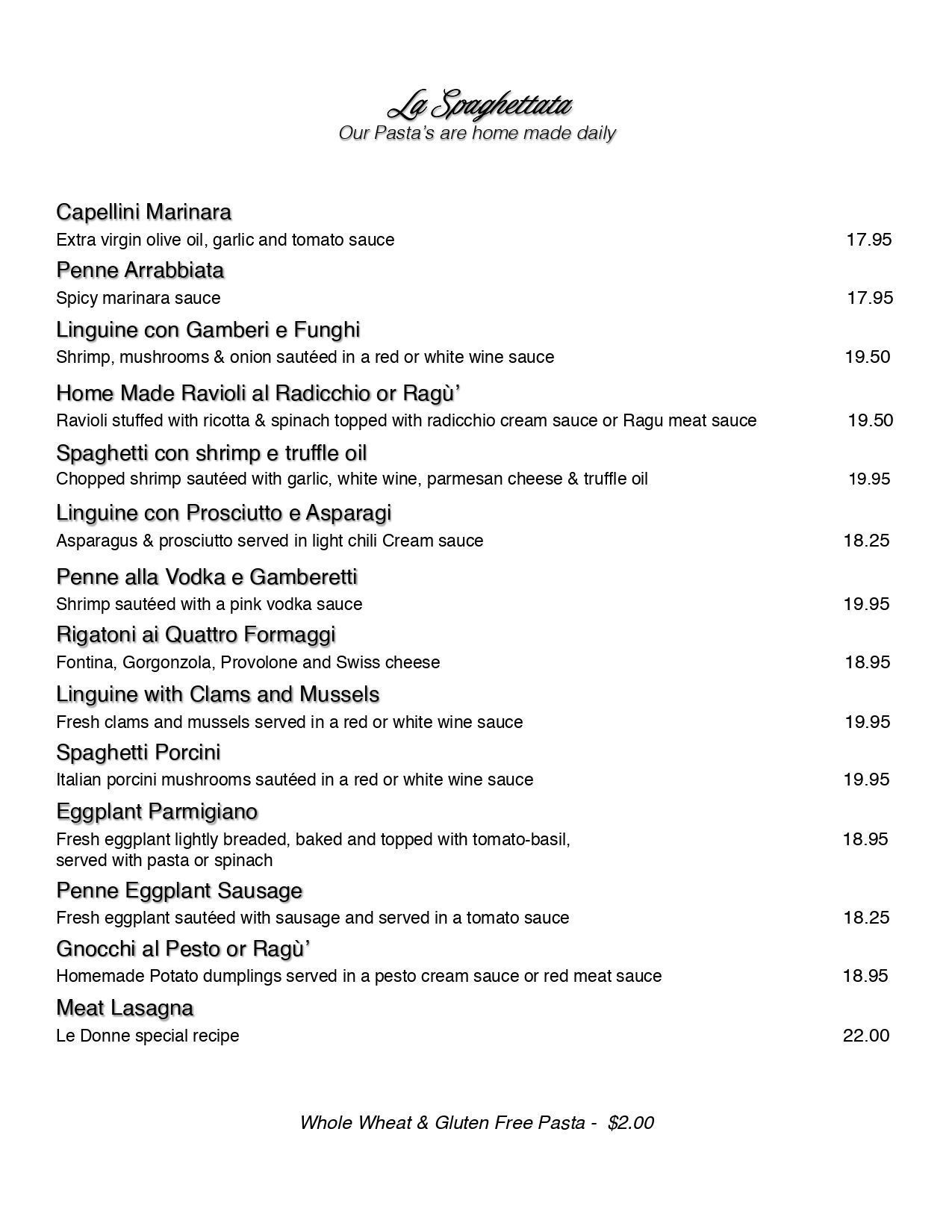 A menu for a restaurant with a lot of food on it.
