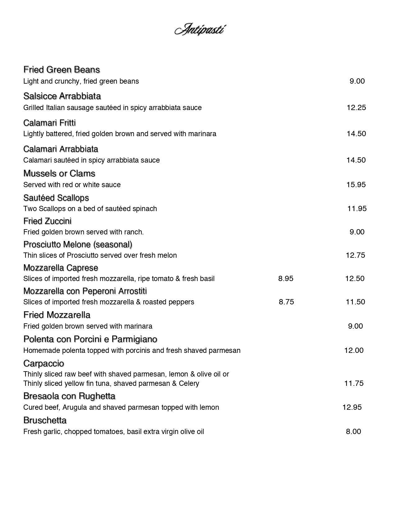 A menu for a restaurant with a lot of food on it.