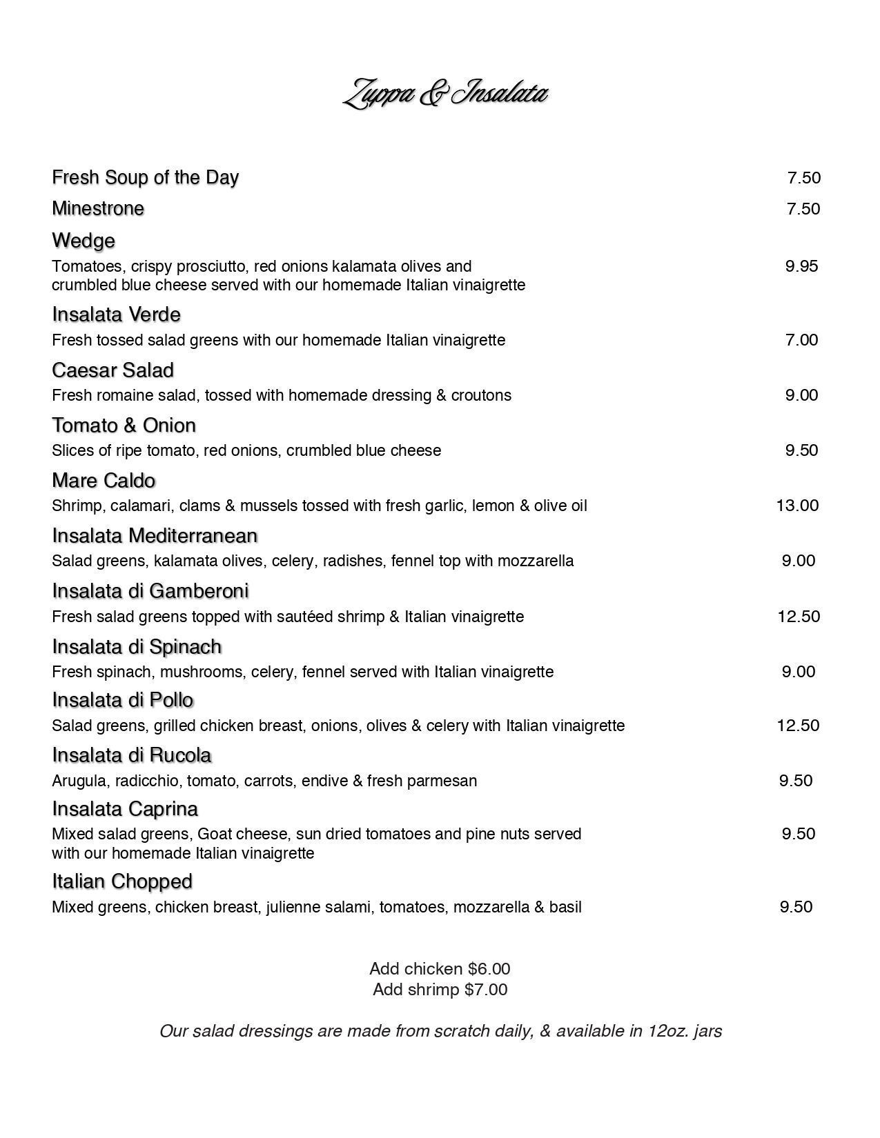 A menu for a restaurant with a lot of food on it.