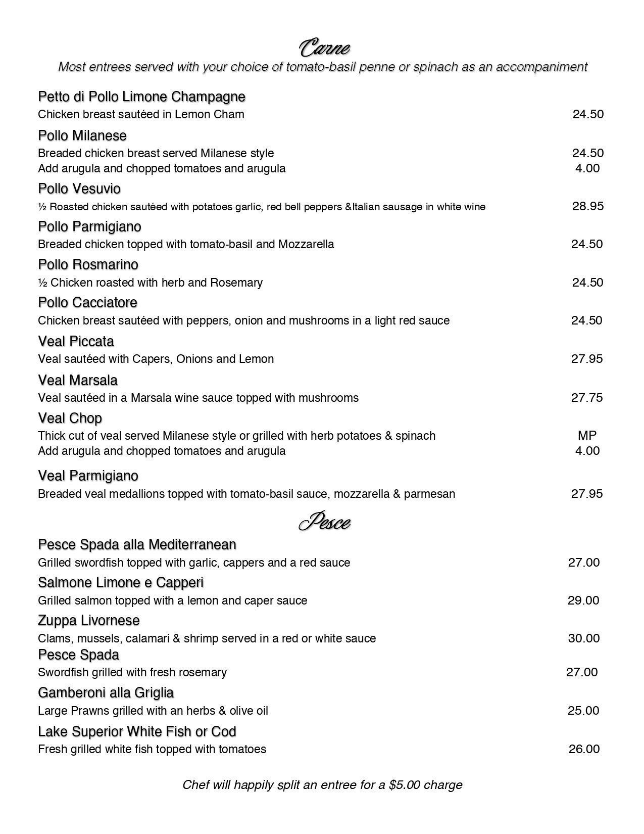 A menu for a restaurant with a lot of food on it.