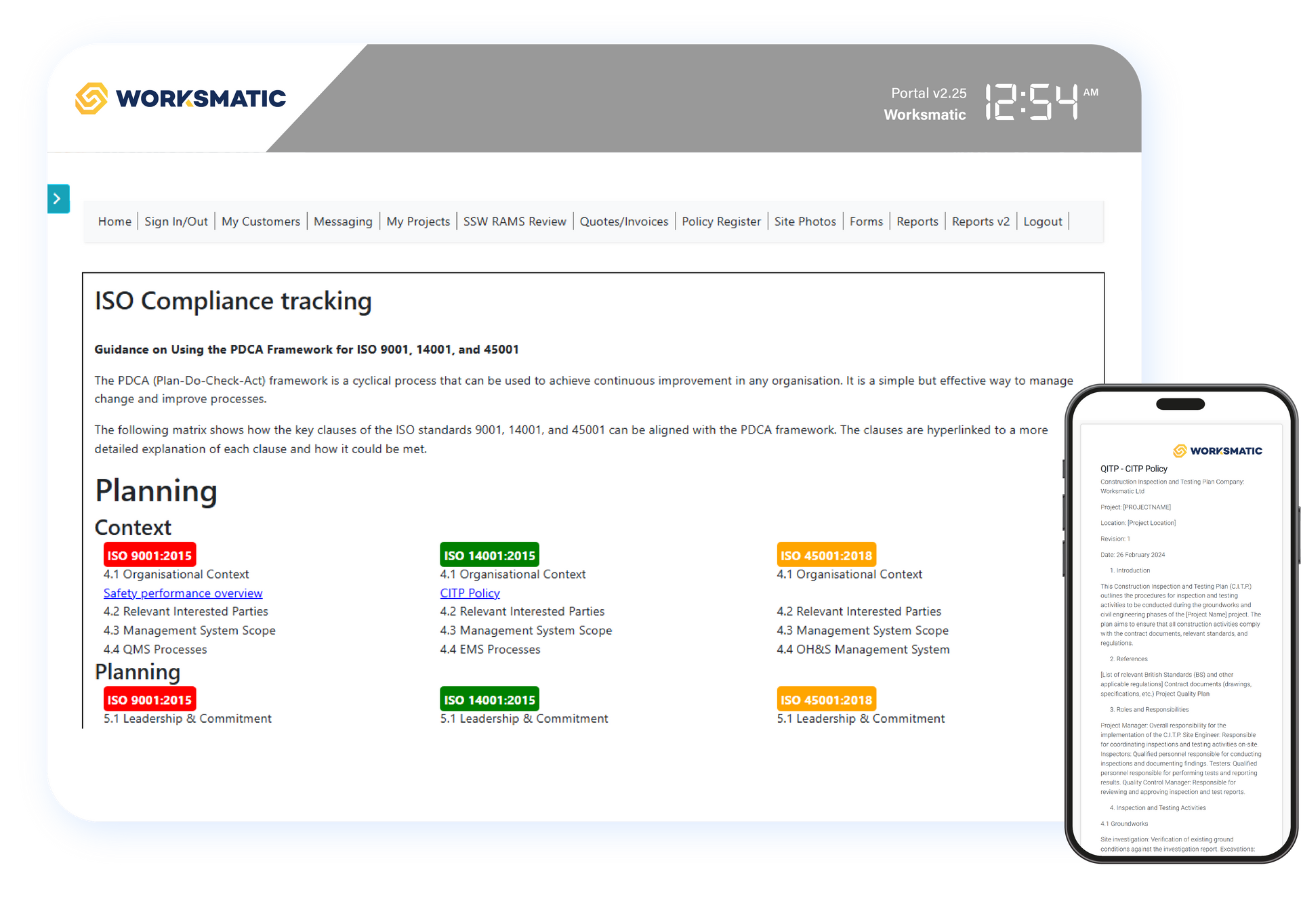A screenshot of a website with a cell phone next to it.
