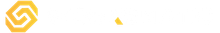 A yellow and white logo on a white background.