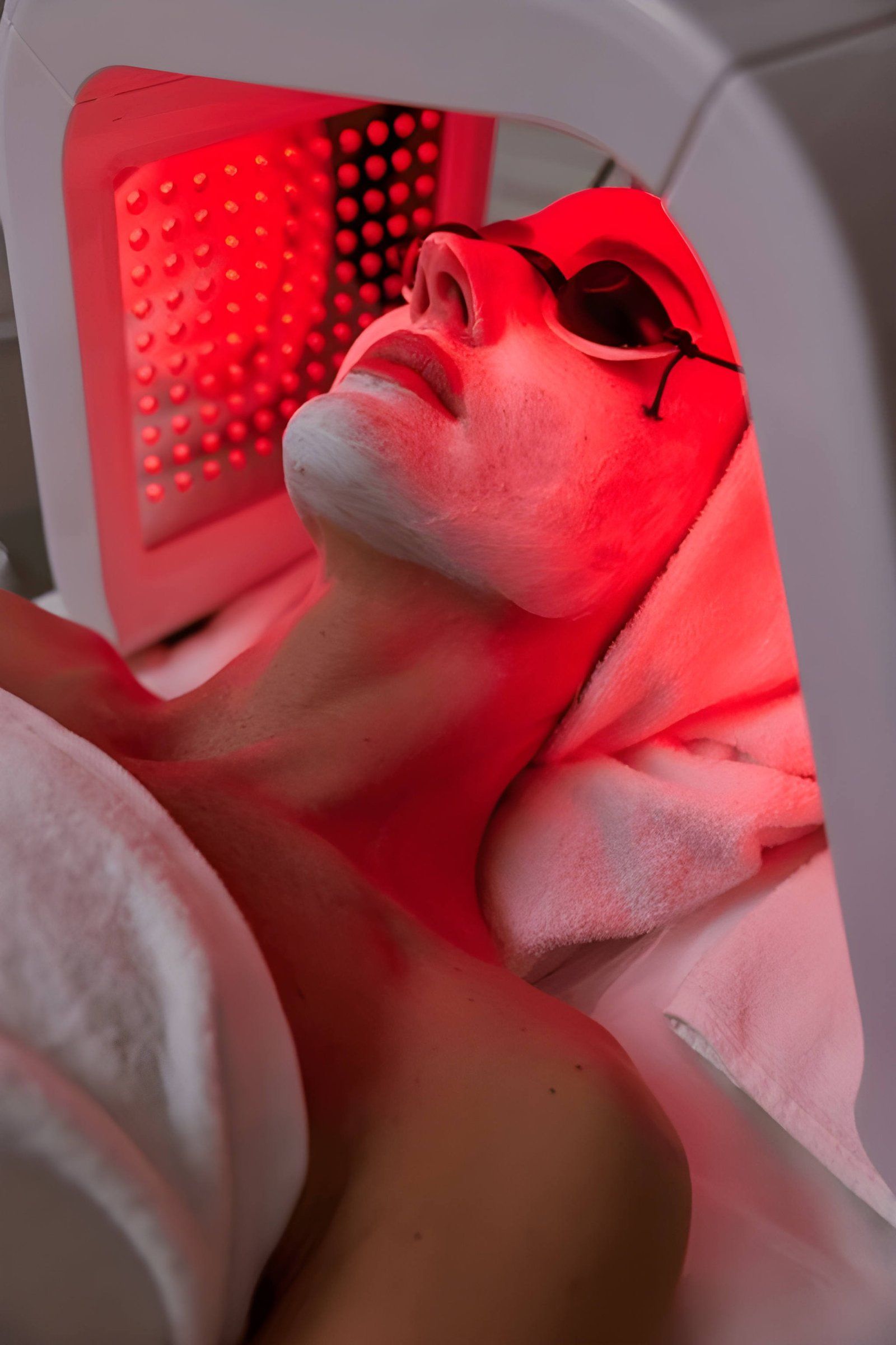 Person Receiving Red LED Light Therapy — A9 Skin and Hair Clinic In Westmead, NSW