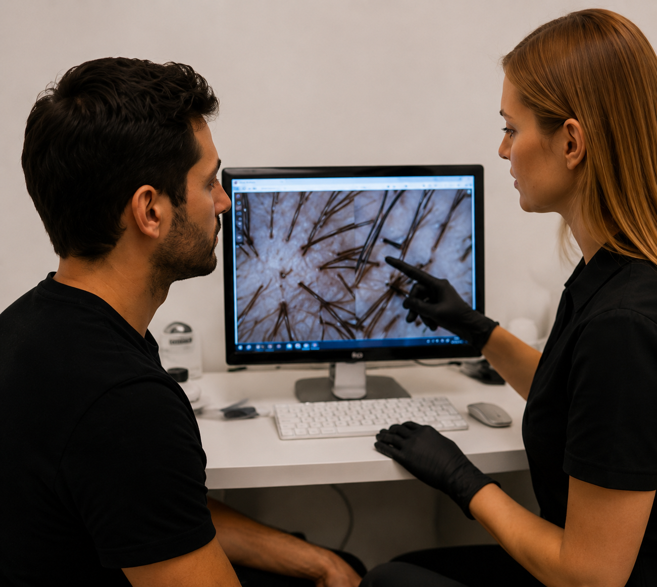 Gloved Hands Injecting a Woman’s Scalp With a Syringe — A9 Skin and Hair Clinic In Westmead, NSW