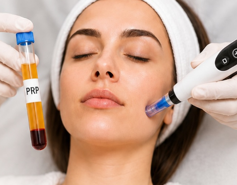 Gloved Hands Inject Yellow Facial Treatment — A9 Skin and Hair Clinic in Westmead, NSW