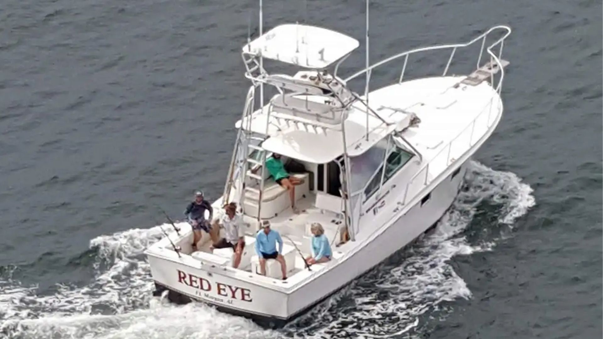 A white motorboat named 