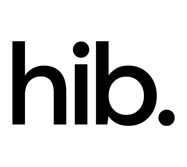 Black lowercase "hib." wordmark on a white background