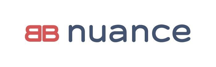 Logo of Nuance, with a red double B symbol on the left and the company name in dark blue text to the right.