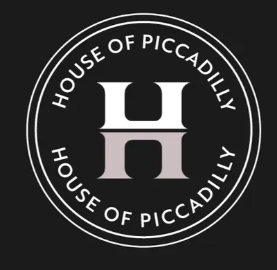 Circular black-and-white House of Piccadilly logo with a large “H” in the center.