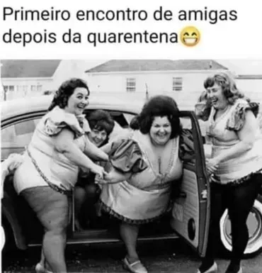 A group of women are getting out of a car with the caption 