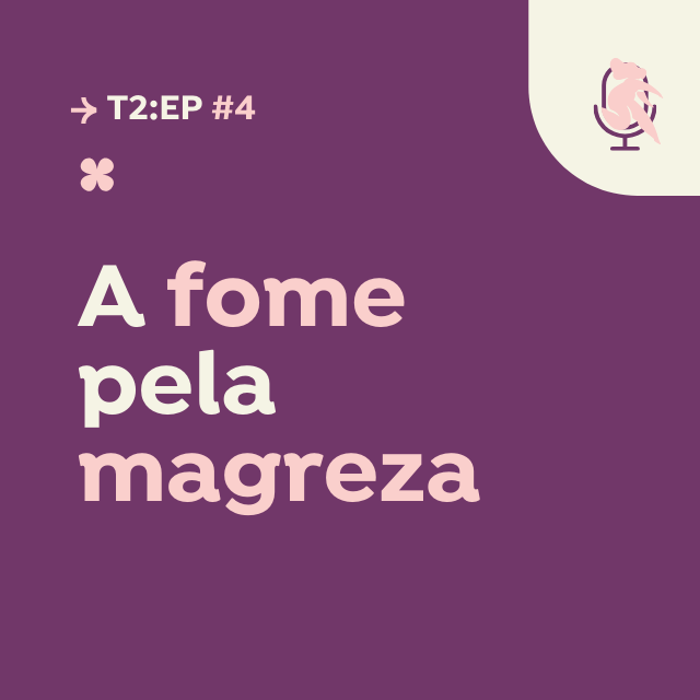Um fundo roxo com as palavras a fome pela magreza nele