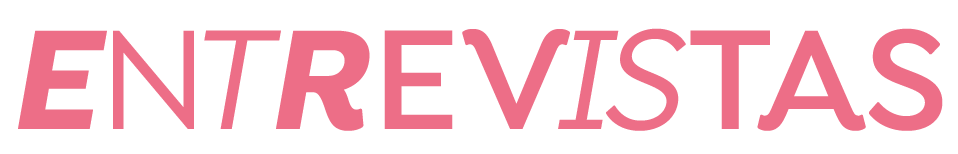 A palavra entrevistas está escrita em rosa sobre fundo bege