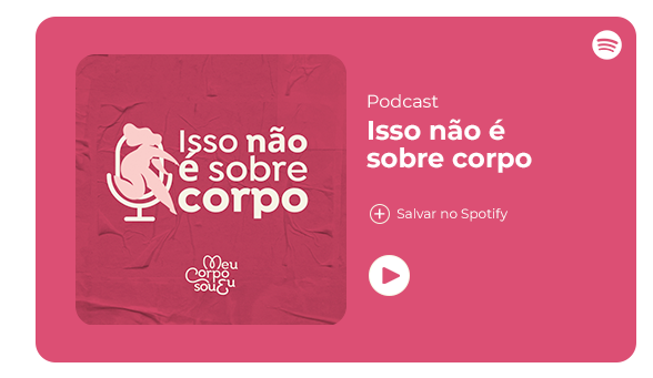 A pink card with the words isso não e sobre corpo on it.