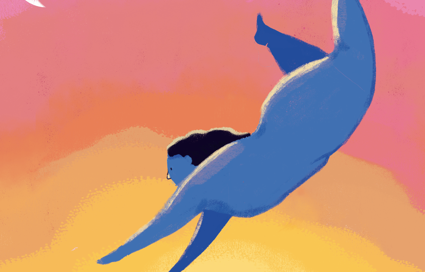 Ilustração de uma mulher gorda em movimento de mergulho 