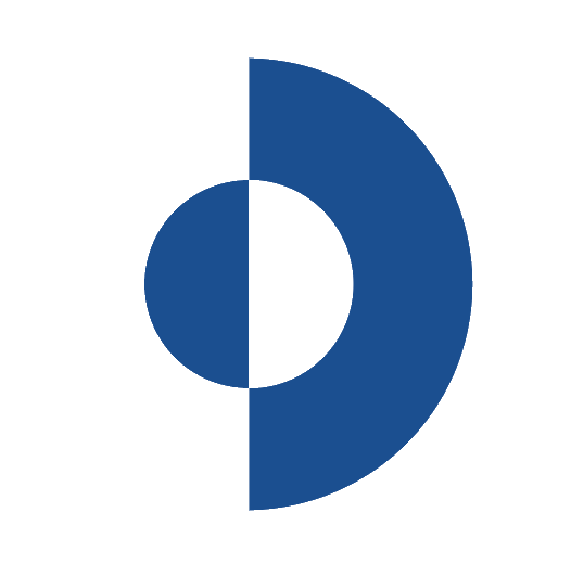 A blue circle with a white circle in the middle on a white background.