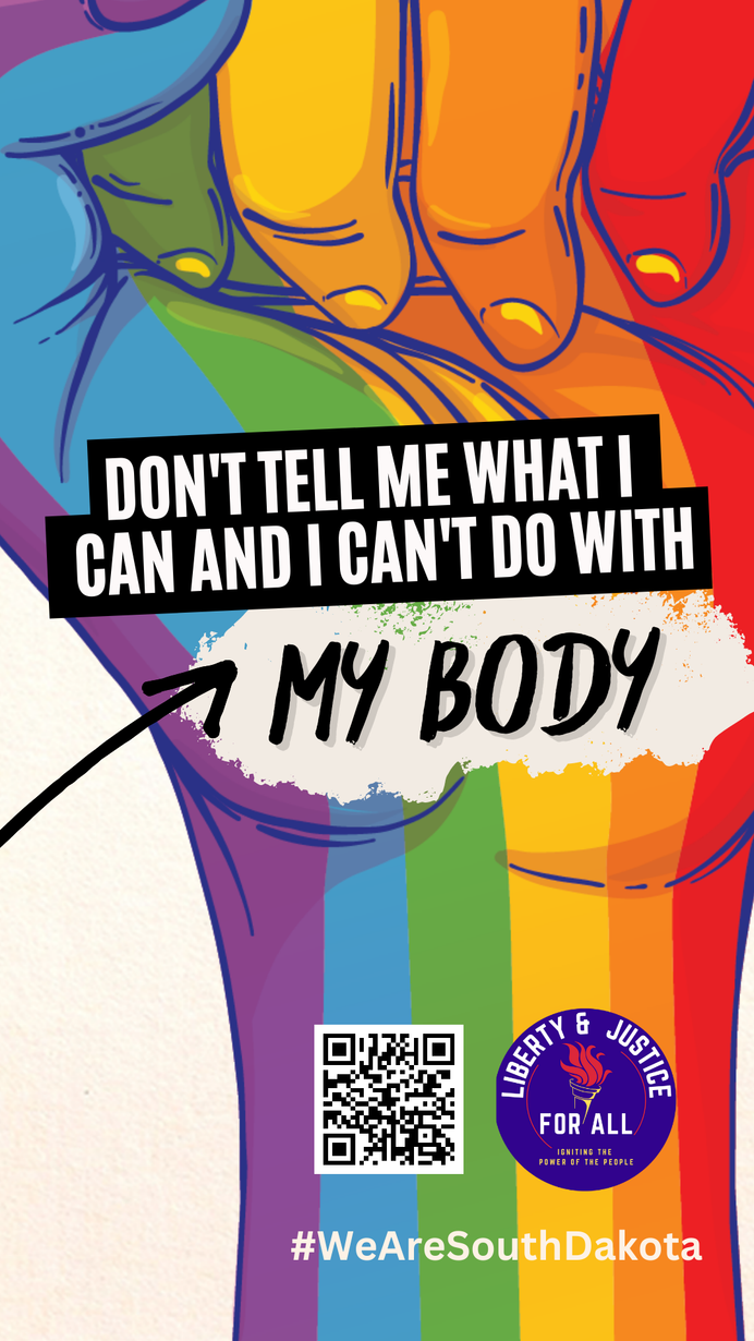 A poster that says ' don 't tell me what i can and i can 't do with my body '