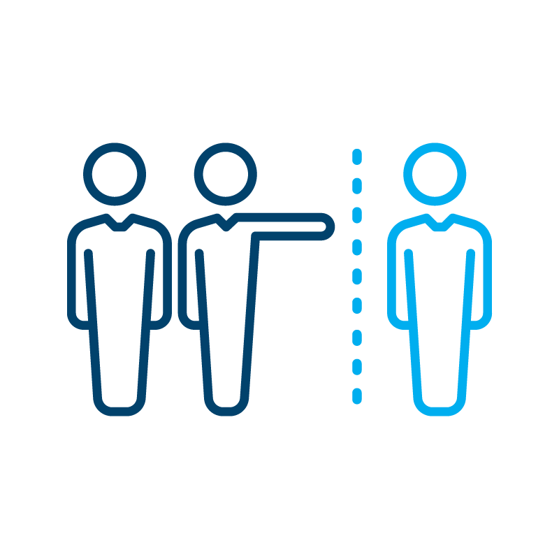 A line drawing of a group of people standing next to each other.