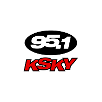A black and red logo for 951 ksky on a white background.