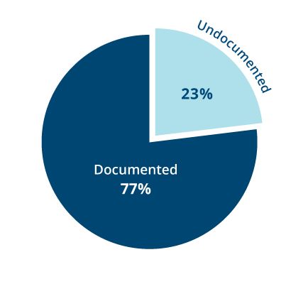 A pie chart showing the percentage of documents that are undocumented and documented