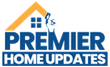 Premier Home Updates logo with blue house roof and window above blue text