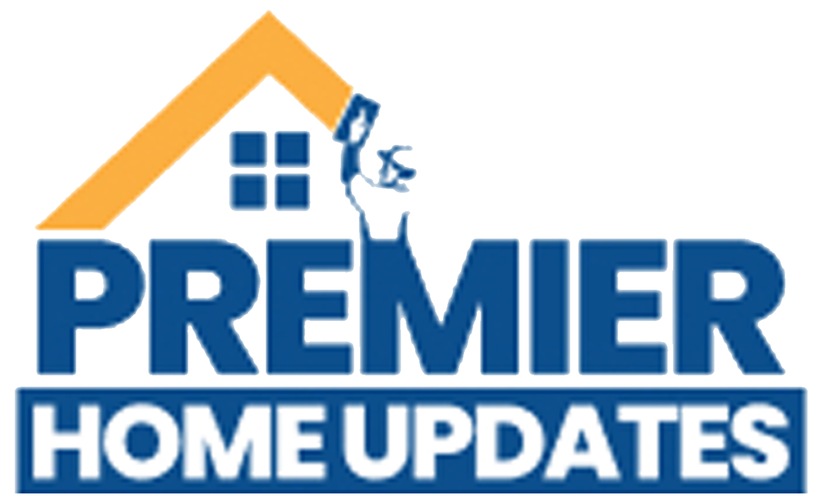 Premier Home Updates logo with blue house roof and window above blue text