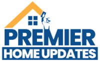 Premier Home Updates logo with blue house roof and window above blue text