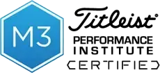 M3 hexagon logo beside the Titleist Performance Institute Certified emblem in black and blue