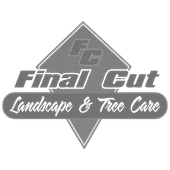 Final Cut Landscape & Tree Care logo in gray with diamond and rounded rectangle shapes.
