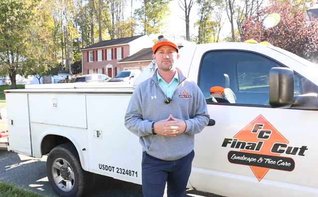 Owner of Final Cut Landscape & Tree Care presenting video highlights of tree care services.