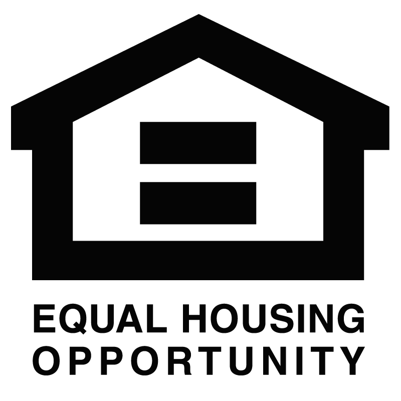 A black and white logo for equal housing opportunity.