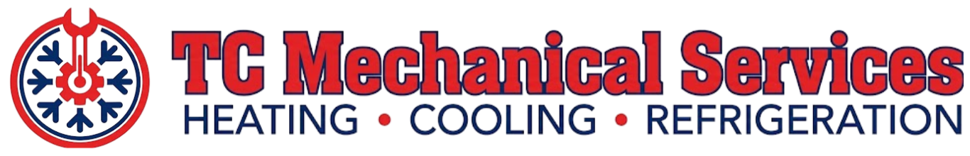 TC Mechanical Services logo with compass icon and red-and-blue HVAC, cooling, refrigeration text