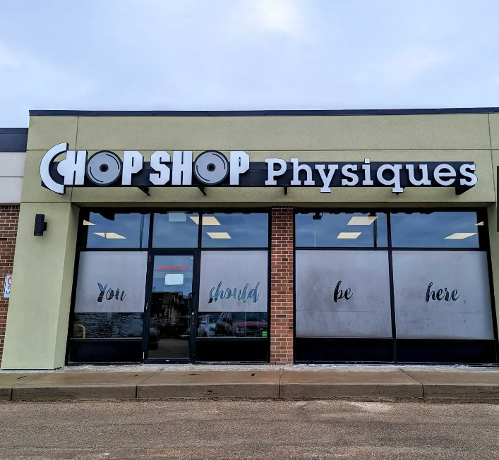 Front entrance of Chop Shop Physiques in Stony Plain