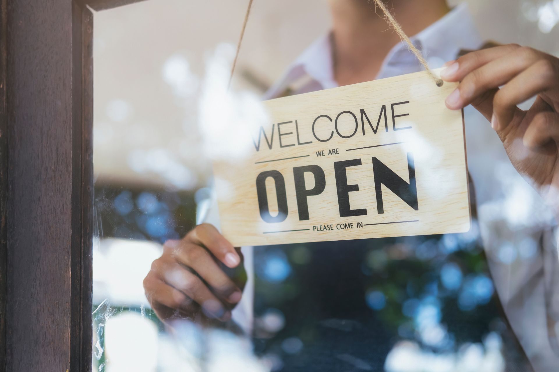 A business owner placing a