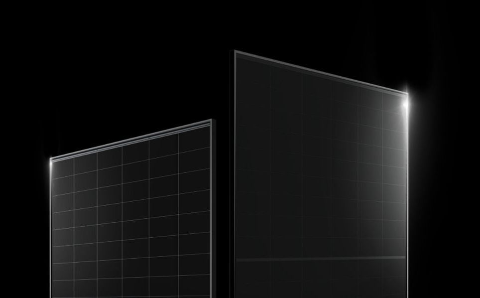 A couple of black boxes sitting next to each other on a black background.