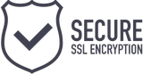 A logo for secure ssl encryption with a check mark on a shield.