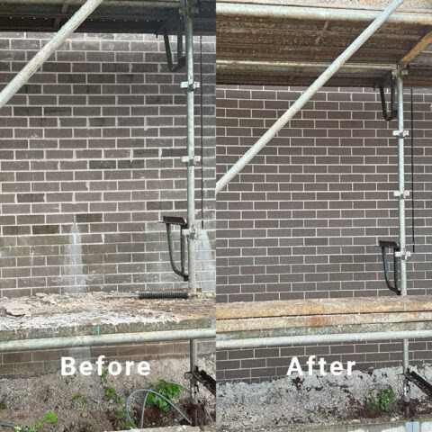 Cleaned brick wall before and after — Hastings Services in Port Macquarie, NSW