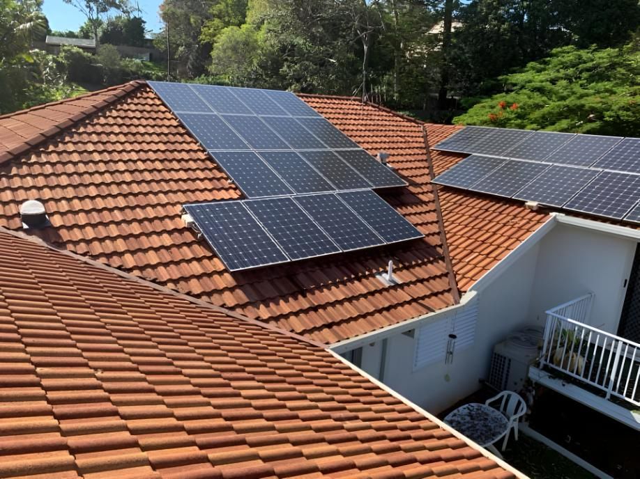Roof With a Lot of Solar Panels on It — Hastings Services in Lake Cathie, NSW