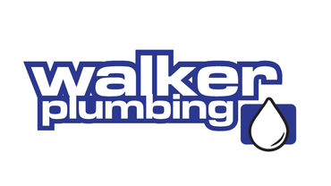 The logo for walker plumbing has a drop of water on it.