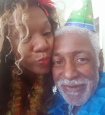 caregiver and her patient in birthday party