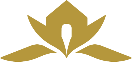 A gold flower with a hole in the middle on a white background.