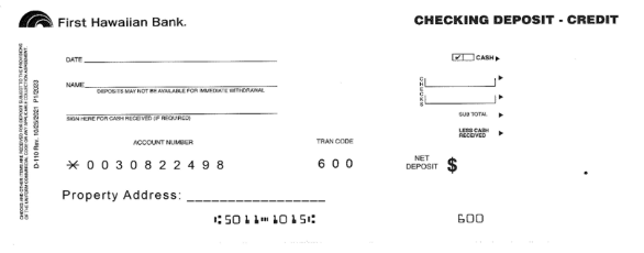 A check from the first hawaiian bank is shown