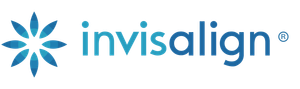 The invisalign logo has a blue flower on it.
