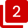 A red square icon with rounded corners featuring a large white number two, layered over a partial identical square.