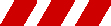 Three thick, parallel red diagonal stripes on a white background.