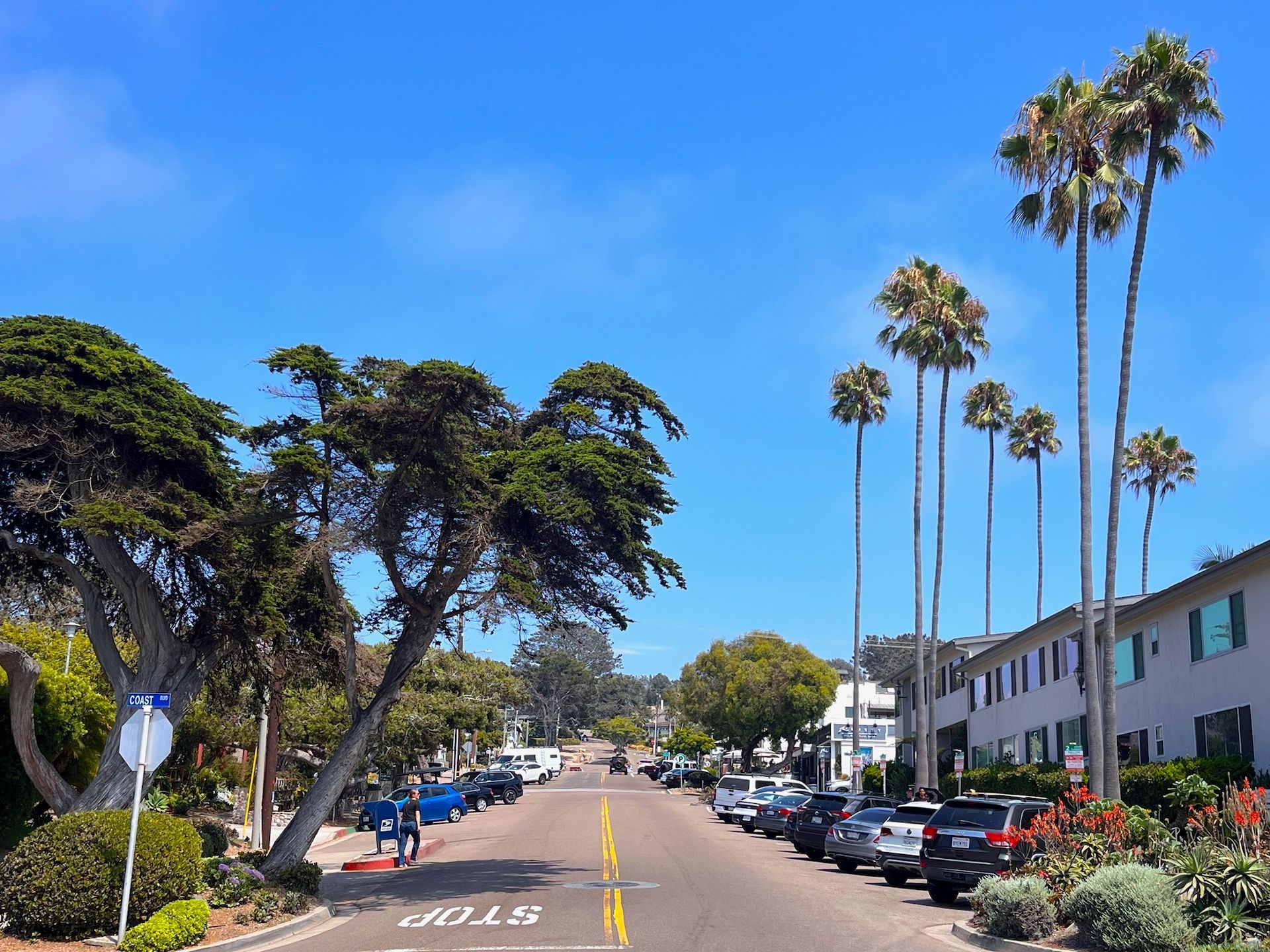 Downtown Del Mar across the street from the beach