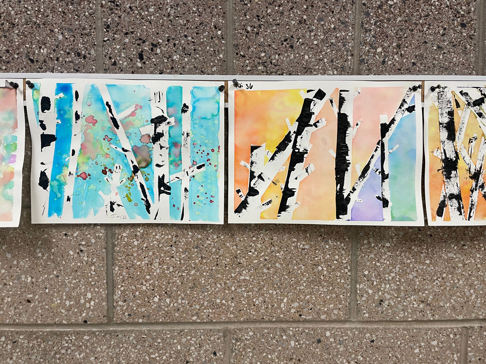 Water Color Trees Art- Multi colored - green, purple, blue, red, orange and yellow
