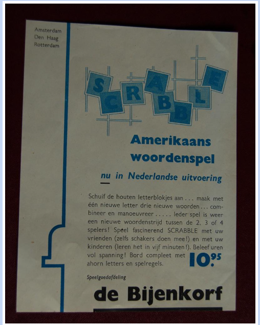 Reclame voor Scrabble in het Nederlands van