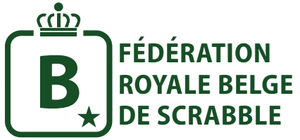 Logo van de Koninklijke Belgische Scrabble Federatie. Groene letter B in een vierkant met een kroon erboven en een ster eronder.