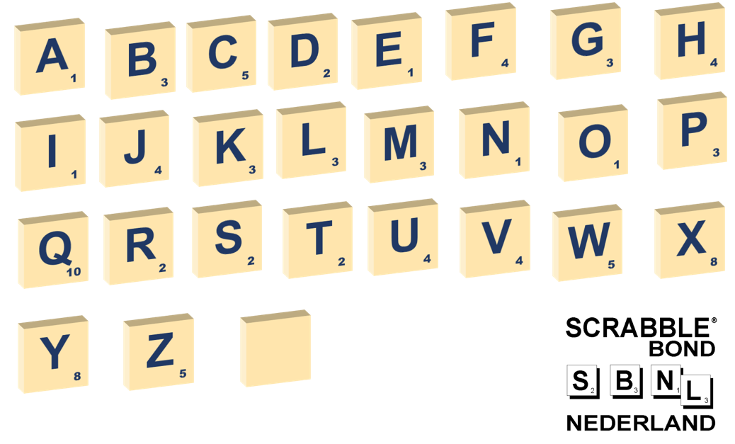 Scrabble-tegels met de letters AZ, met het woord